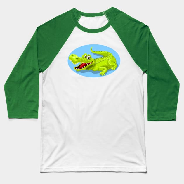 Cartoon Crocodile Vector Design Baseball T-Shirt by PatrioTEEism